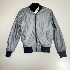 Hudson Gene Bomber Jacket Metallic silver and black size small NWT